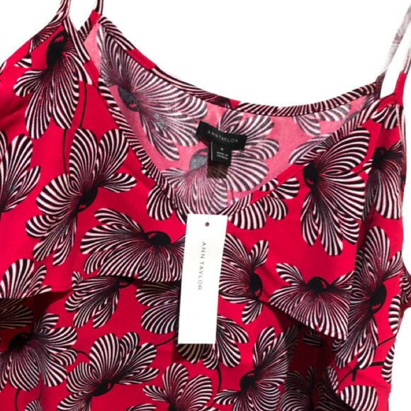 Ann Taylor Red and White Floral Blouse - Picture 4 of 7